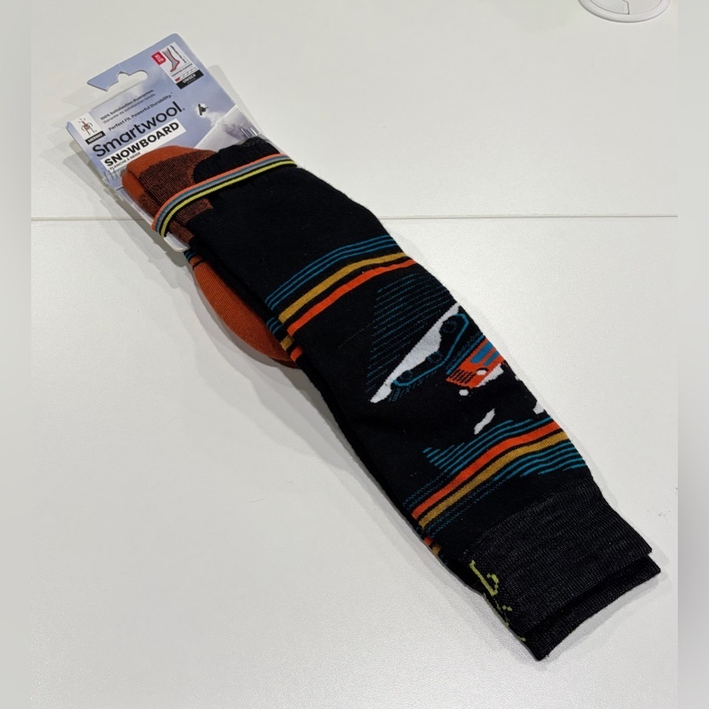 Smartwool Men's XL Snowboard Piste Machine Over The Calf Socks Black Yellow